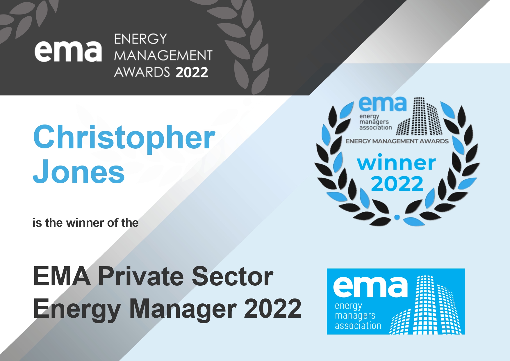 Winner Energy Manager 2022 Private Sector Chris Jones