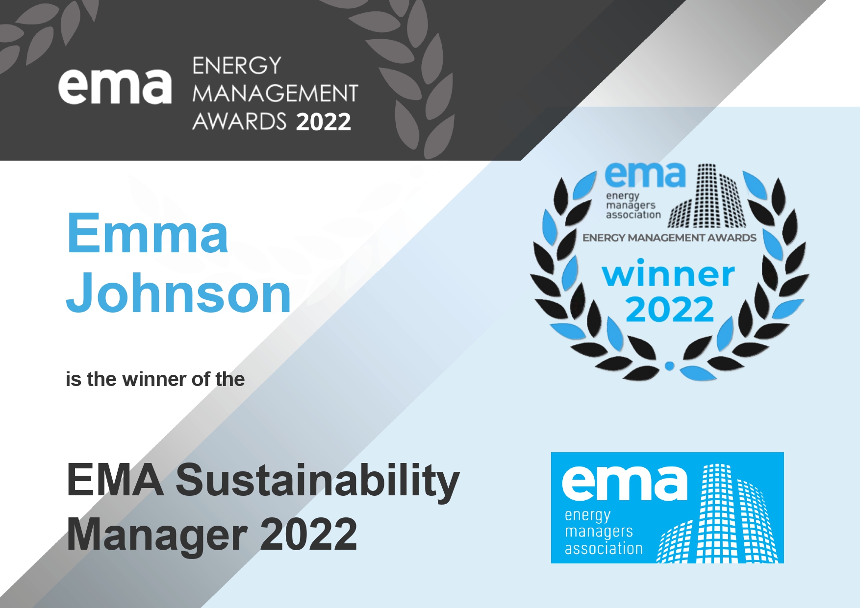 Winner Sustainability Manager 2022 Emma Johnson