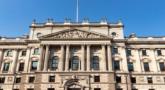 Closeup Of The Hm Treasury Building In London